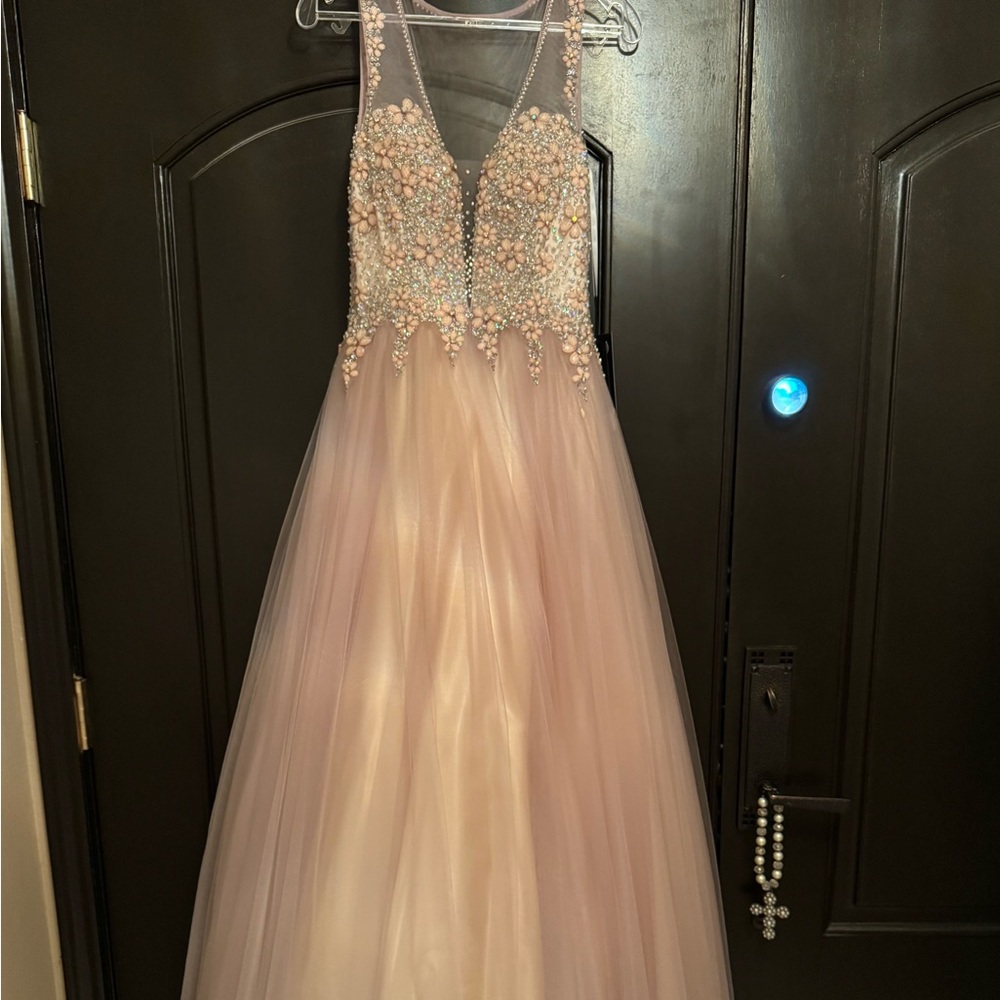 Elegant Pink Beaded Gown